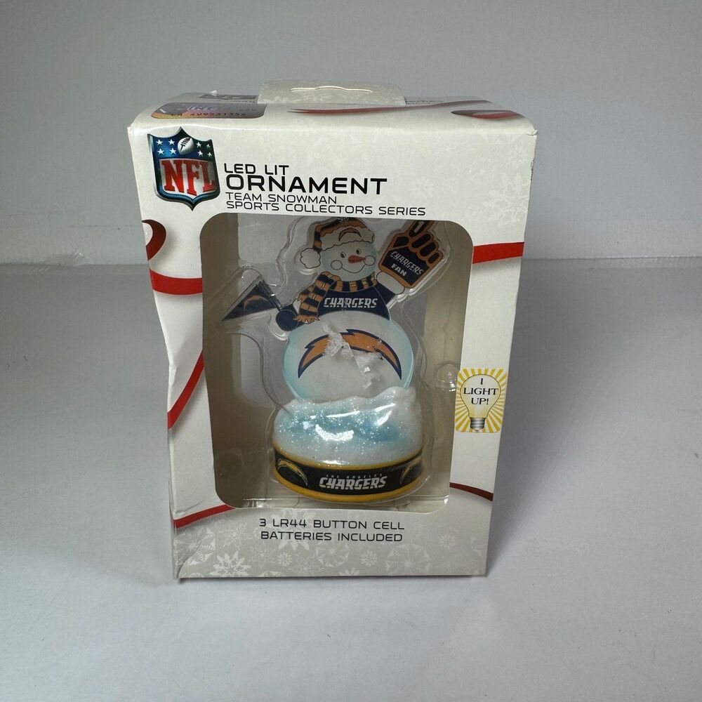Los Angeles Chargers LED-Lit Snowman Ornament Collectible Light Up NFL NEW NIP